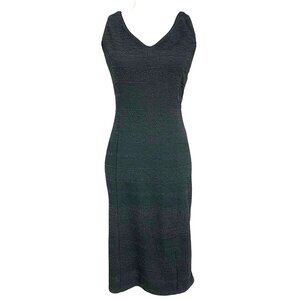 David Warren Black Textured Sparkling Sleeveless Midi Cocktail Dress 10 Elegant